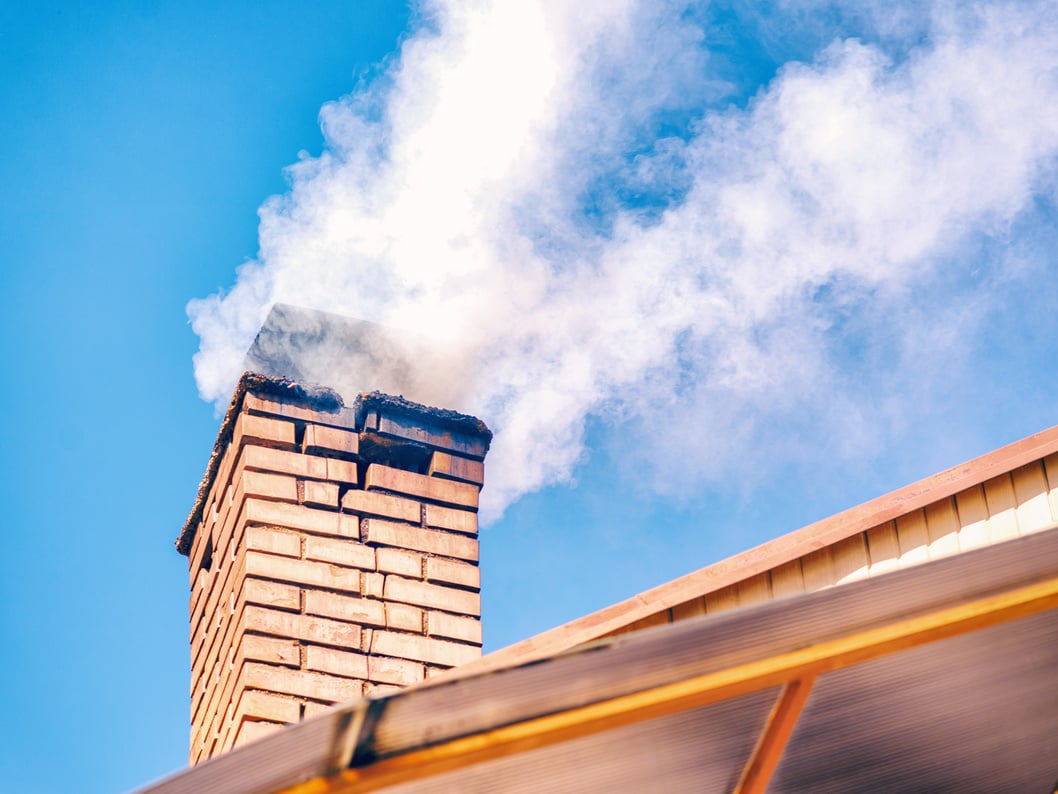 Damaged chimney under fumes